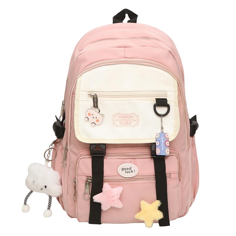 

Школьный рюкзак большой вместимости для учеников начальной школы, кампусный, легкий, цветной блок, женский рюкзак розовый