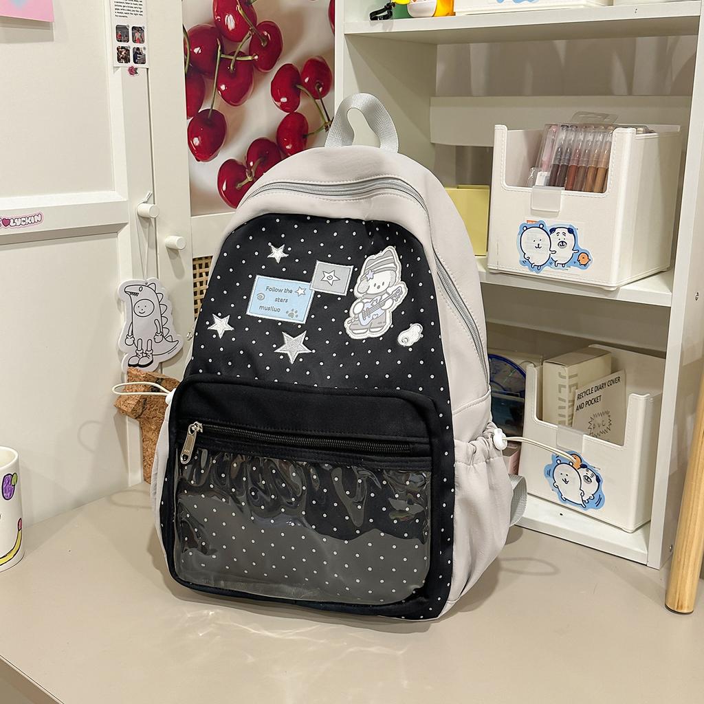 Schoolbag new small fresh schoolbag female cute polka dot niche junior high school student backpack lightweight large capacity class backpack