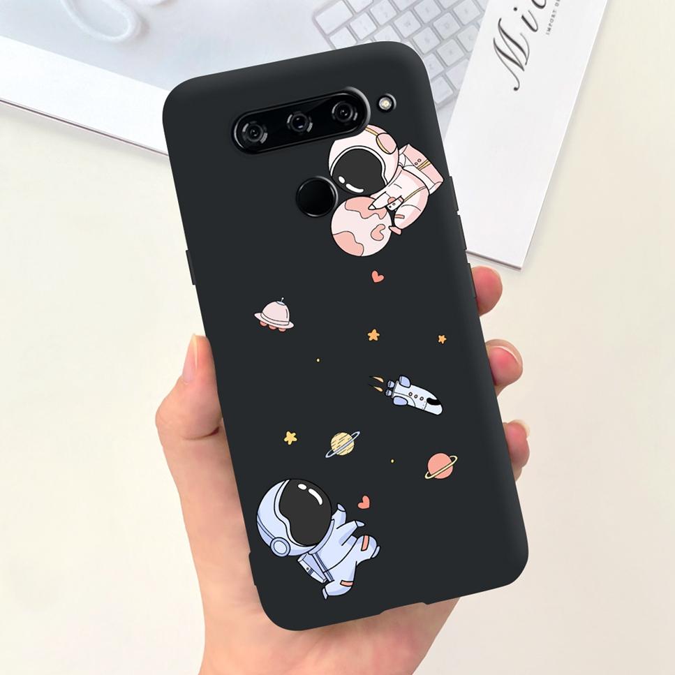 Case For LG V40 ThinQ Cartoon Astronaut Dinosaur Soft Silicon Black Cover For LG V50 V50S ThinQ 5G LG V30 2017 Bumper Phone Case