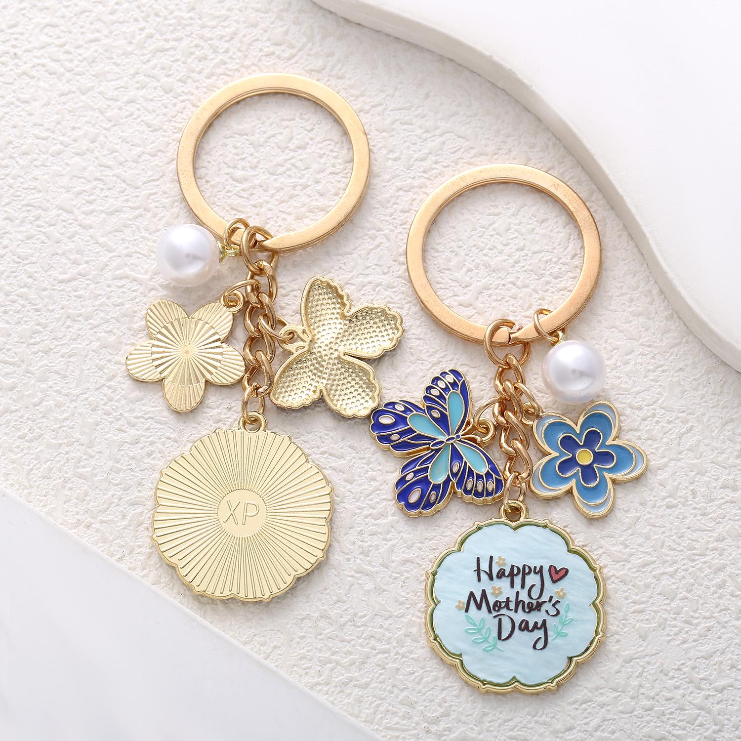Butterfly Flower Pendant Keychain: Elegant Mother s Day Gift for Mom