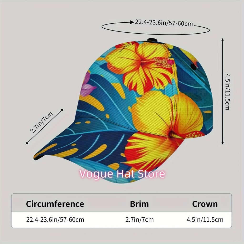 1 pièce d'un chapeau de soleil léger présentant un motif floral hawaïen coloré - Il est doté d'une boucle réglable pour un ajustement sûr, ce qui