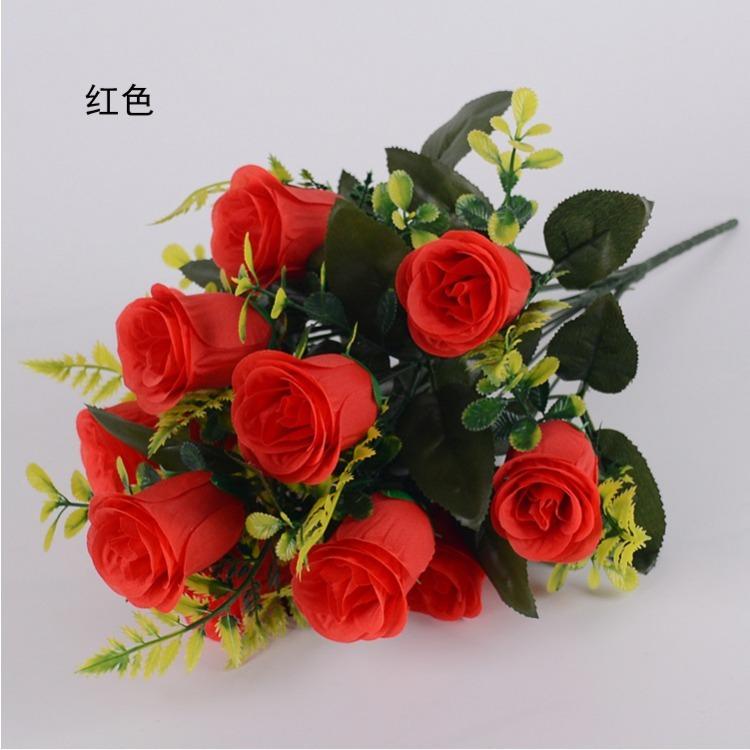 12 Hands Rose Bridal Bouquet Realistic Bridesmaid Flower Arrangement Wedding Decoration Ornament Reusable Dustproof Faux Floral Centerpiece Easy Care
