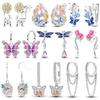925 Sterling Silver Earrings Women Jewelry Butterfly Flower Dragonfly Zircon Hoop Ear Studs Sparkling Earring Wedding Gift
