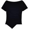 2025 Women’s Irregular One-Shoulder Slimming Loose French Style Off-Shoulder Short-Sleeved Top