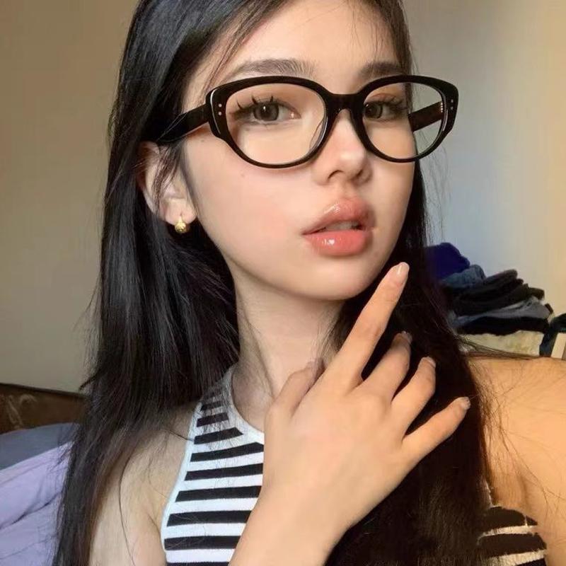 Fashion Myopia Glasses Anti Blue Lamp Blocking Eyeglasses Cat Eye Frame Nearsighted Prescription Eyewear Diopter 0 To -4.0