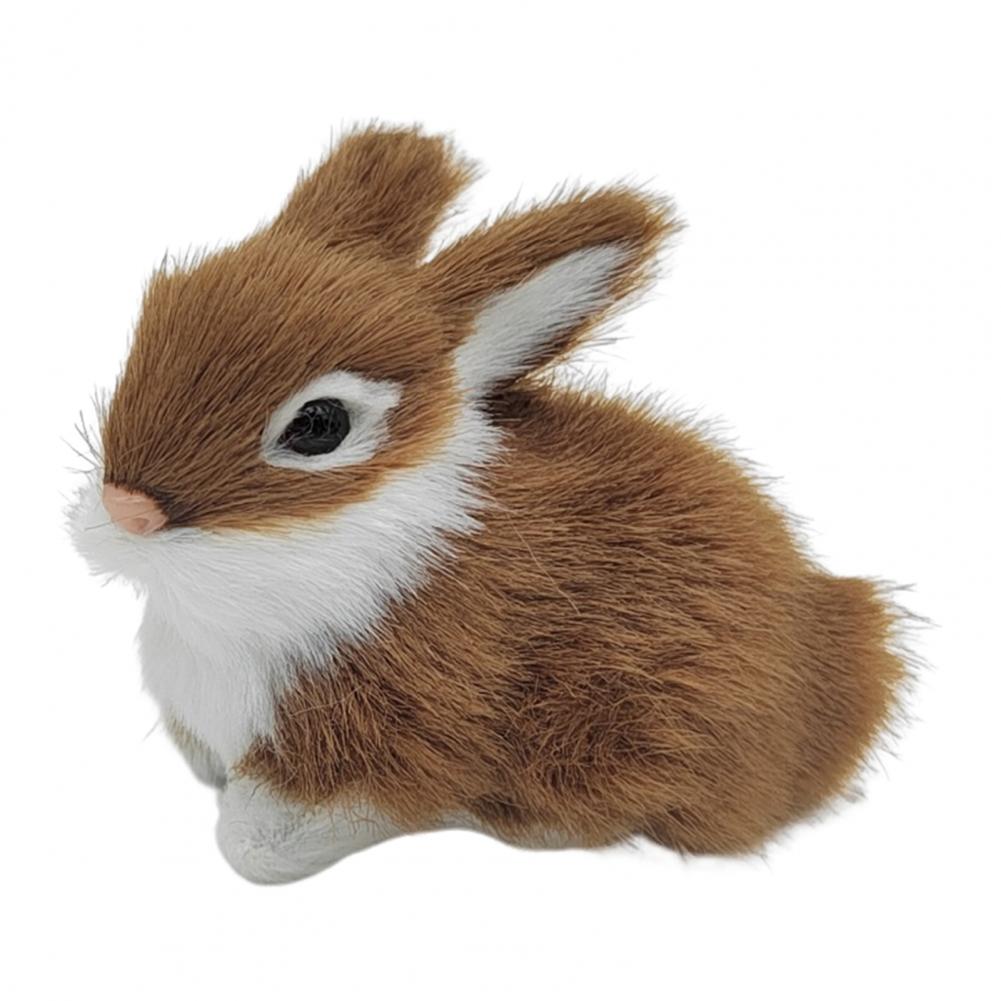 Small Bunny Ornament Faux Fur Rabbit Decoration Realistic Plush Rabbit Figurines for Easter Decor Bunny Models with for Home