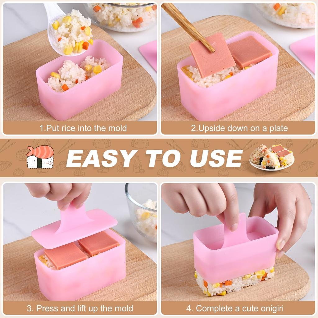 DUOAMARE Triangular Onigiri Mold Set 3-Pack Multicolor Cute Sushi Maker Rice Ball Press Tool