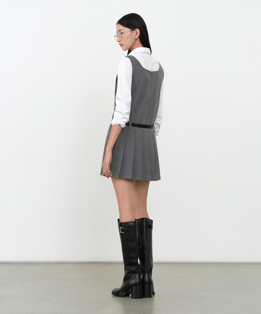 Musinsa Standard Woman Women'S Pleated Mini Dress [Melange Gray]
