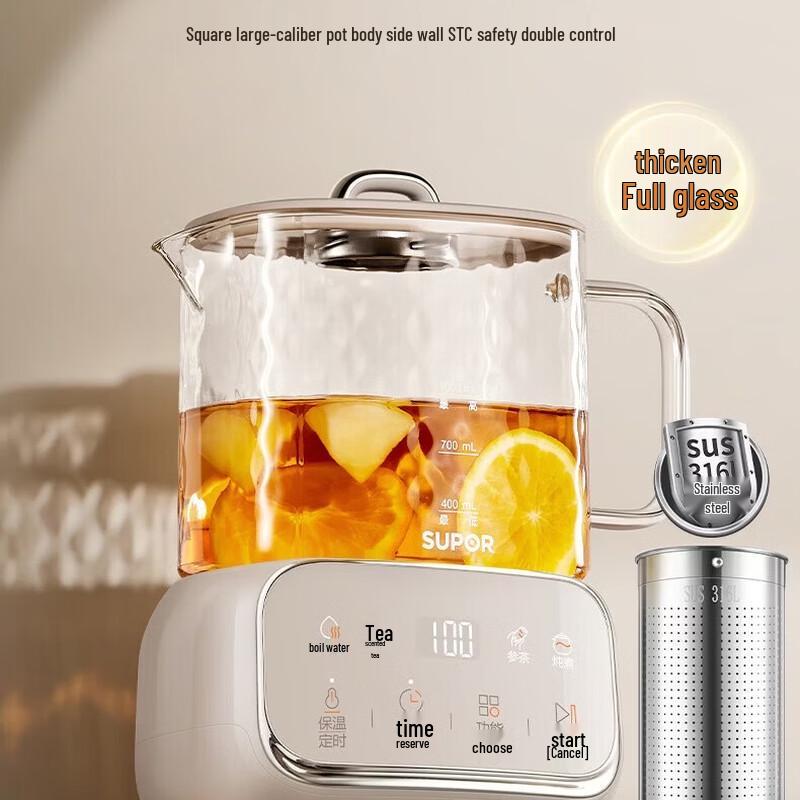 SUPOR 1L Full Glass Health & Tea Kettle