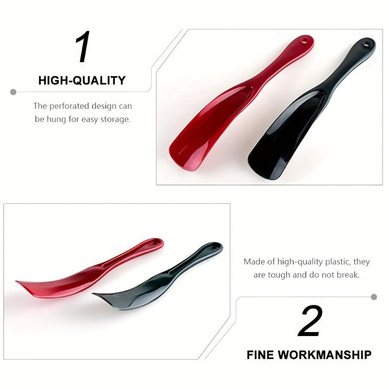 2Pcs-Red Short Handle Plastic Shoehorn Hangable Unbreakable Shoe Lifter For Elderly Children Pregnant Women Household Use