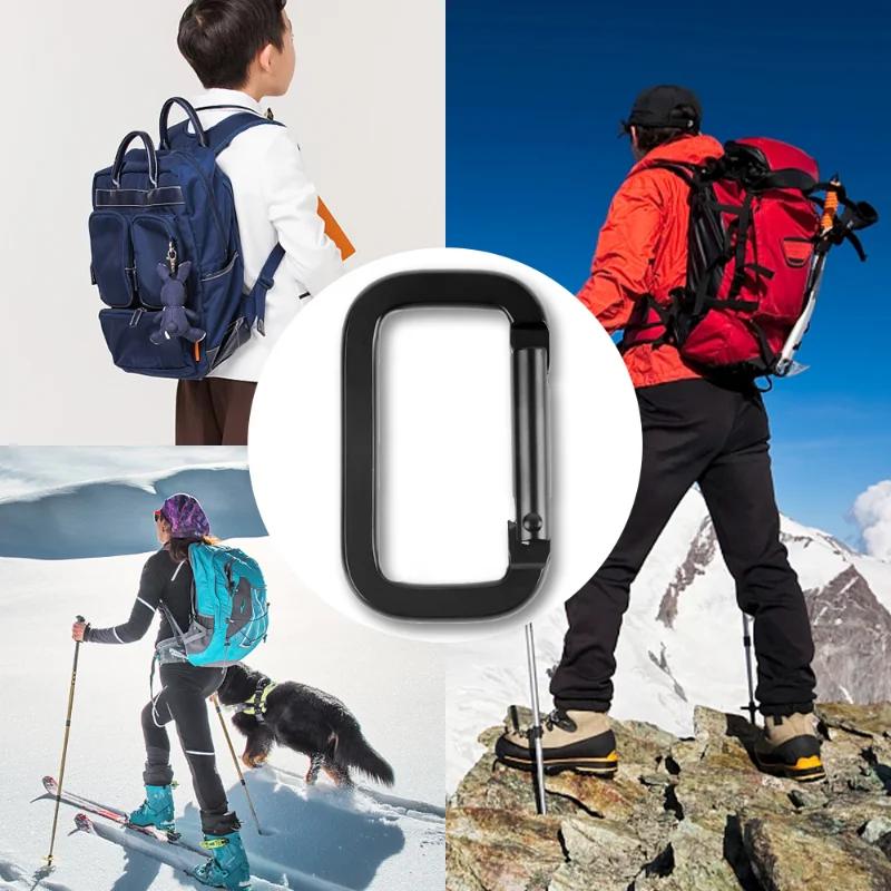 Carabiner Buckle Square-Ring Spring Carabiner Snap Hook Clip Keychain Outdoor Backpack Pendant Buckle Camping Outdoor Tools