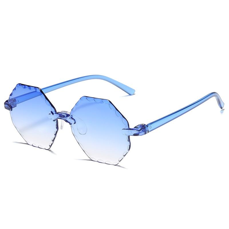 

Безрамные многосторонние детские солнцезащитные очки для мальчиков и девочек, цельные желейные очки ярких цветов, детские солнцезащитные очки, очки в океанском стиле светло-синий