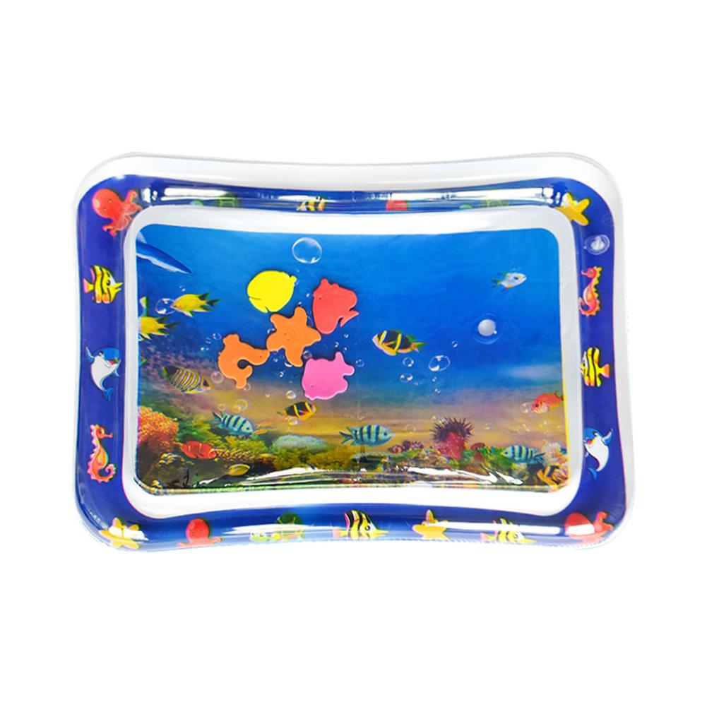 Inflatable Baby Water Mat PVC Marine Animal Water Mat Double Edge Animal Water Mat Foldable for Infants Toddlers for Activity