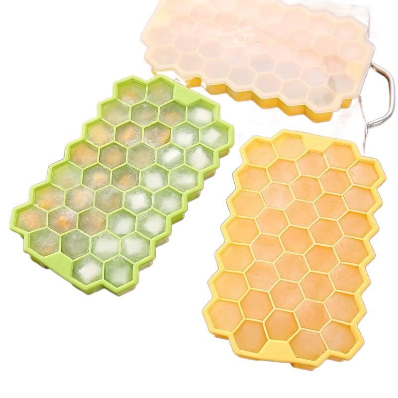 Silicone Honeycomb Ice Cube Tray with Lid - 37 Grids Popsicle Mold