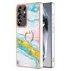 For Samsung Galaxy S25 Ultra Case with Ring Kickstand Marble Pattern Electroplating TPU Back Cover