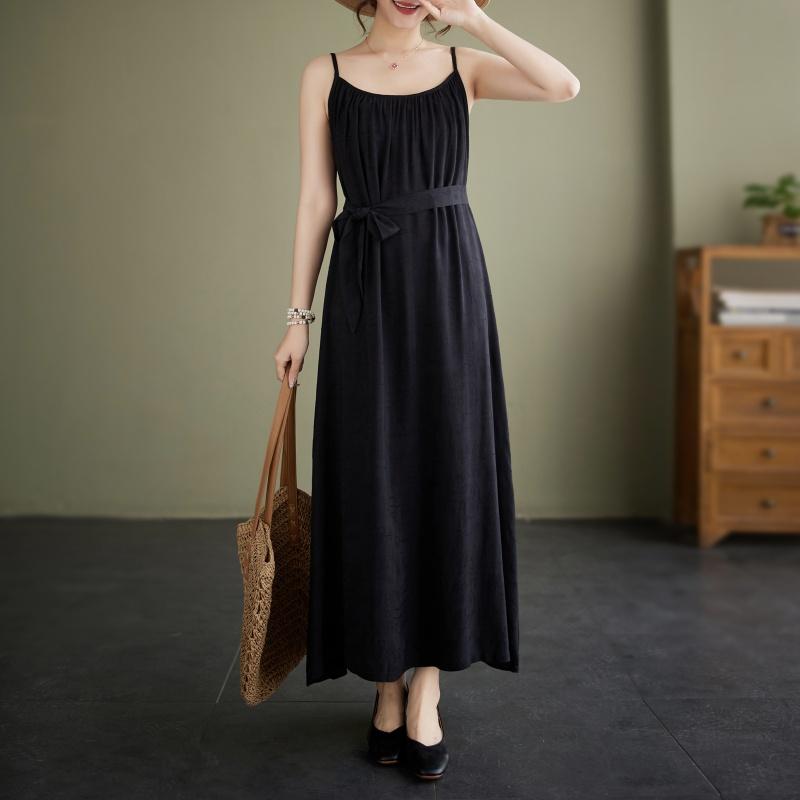Sleeveless Strap Plus Size Vintage New In Dresses For Women Casual Loose Long Summer Dress