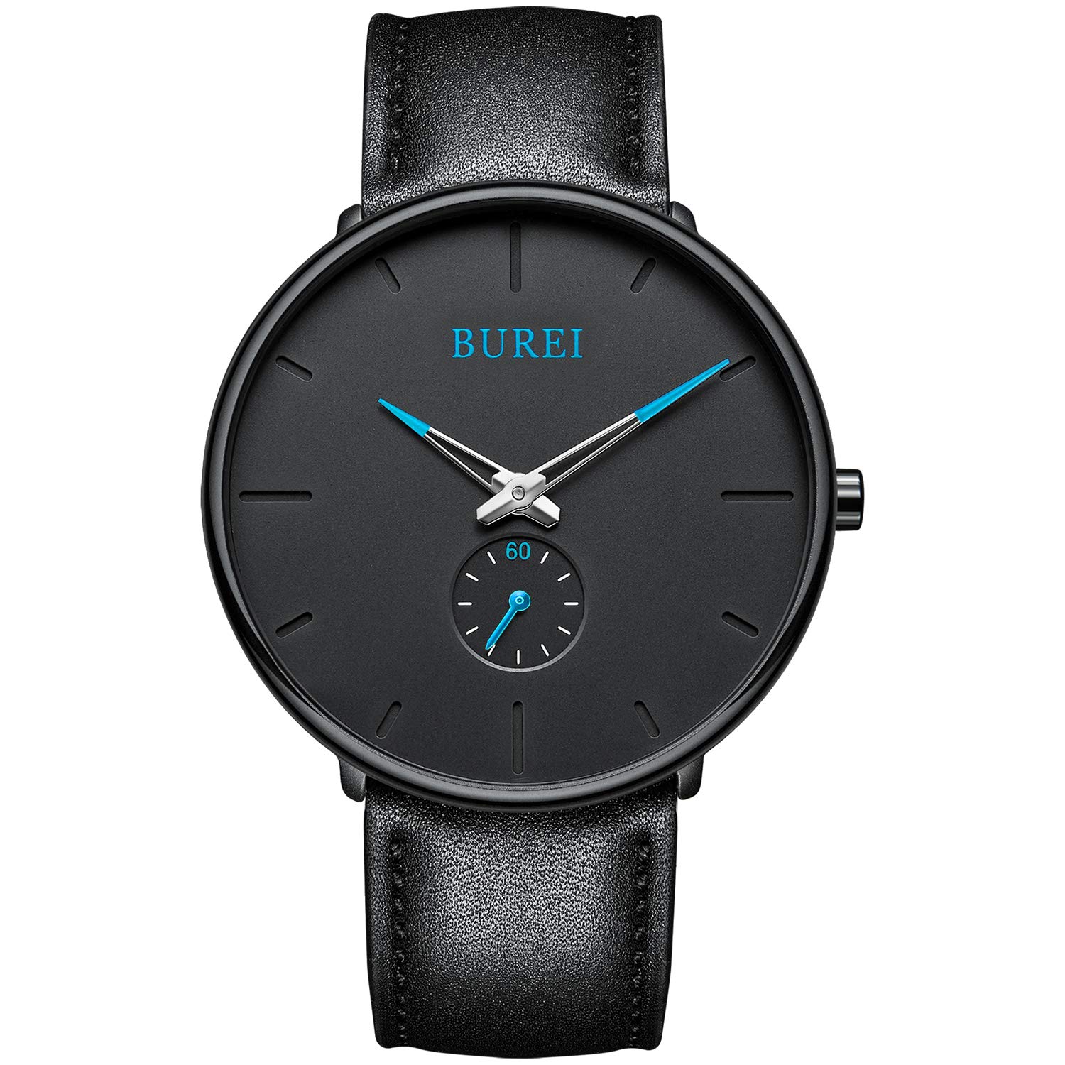 

[BUREI] Men s Black Simple Stylish Popular Ranking Men s Black Watch Cowhide Belt Watch O