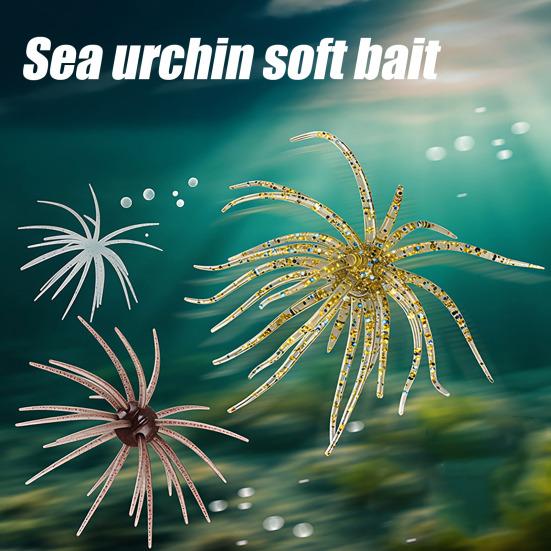 4Pcs 6CM/1.9G 10.5CM/4G Soft Sea Urchin Lure with Swimming Skirts Artificial Tentacle Creature Bait Saltwater Freshwater Trout Fishing Accessories