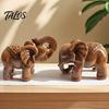 Compact Shelf Statue Elephant Figurine Ornament, Resin Wood Grain Statue, Auspicious Traditional Chinese Craft Animal Sculpture for Home Office Living