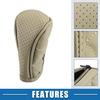 A ABSOPRO Car Shift Knob Cover for Universal Vehicles Interior Shift Gear Cover Trim Accessories Zipper Style Decorative Artificial Leather Beige