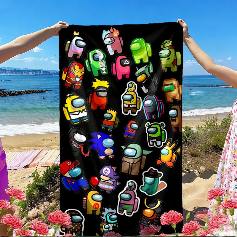 Among Us Print Beach Towel, Versatile Lightweight Absorbent Beach Towel for Pool Surf Yoga Bathroom, Perfect Birthday Holiday Gift