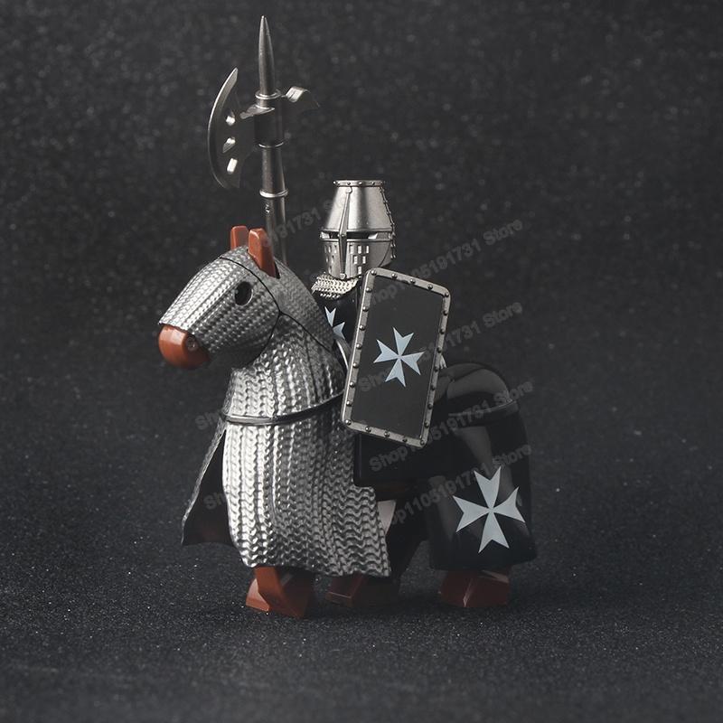 Medieval Knight Serie Figures Building Blocks Warrior Soldiers Guards Lion Heart Hospital Teutonic Knight Battle Pastor Kid Gift