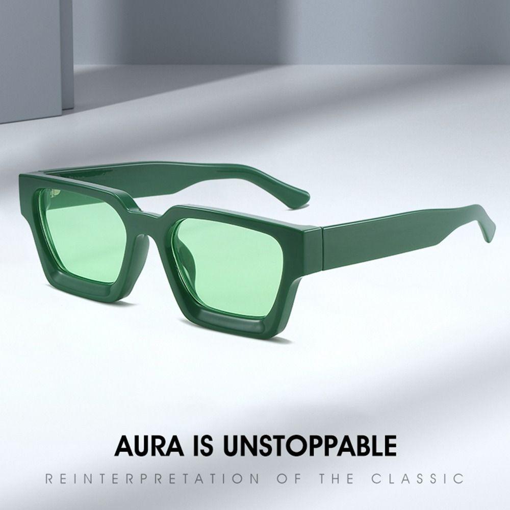 Men Women Retro Ins Popular Green Sun Glasses Small Square Sunglasses Eyewear Shades