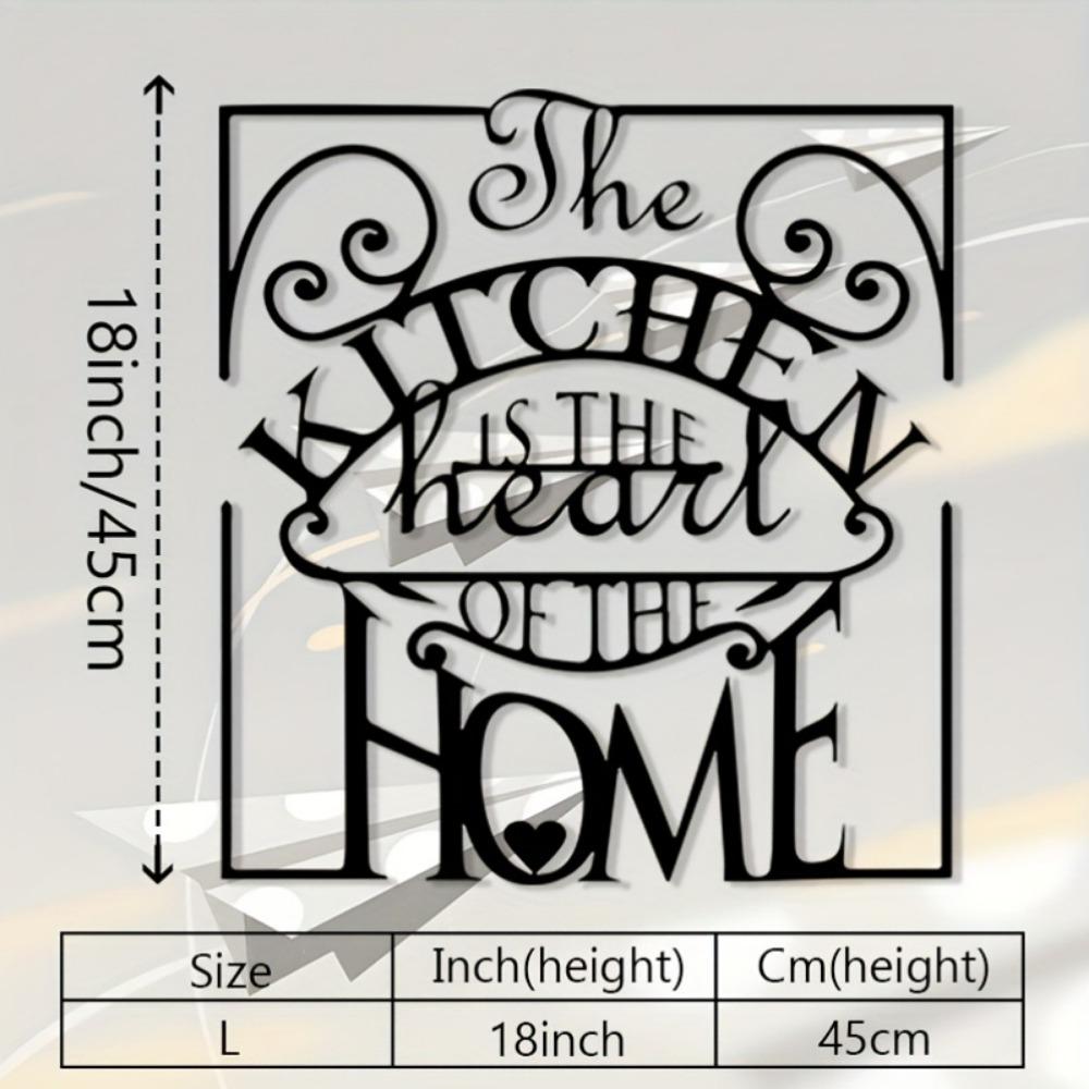 Kitchen Metal Wall Art, 2D Flat Black Decorative Plaque for Dining Area Living Room, Culinary Farmhouse Hanging Ornament