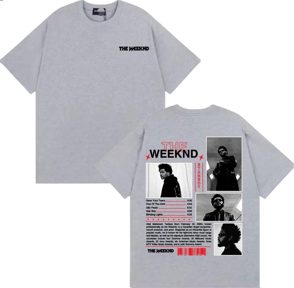 Rapper The Weeknd Starboy Album Cover T Shirt Unisexs Clothing Harajuku Punk Hip Hop Tshirts Unisex 100 Cotton Short Sleeve Tshirt