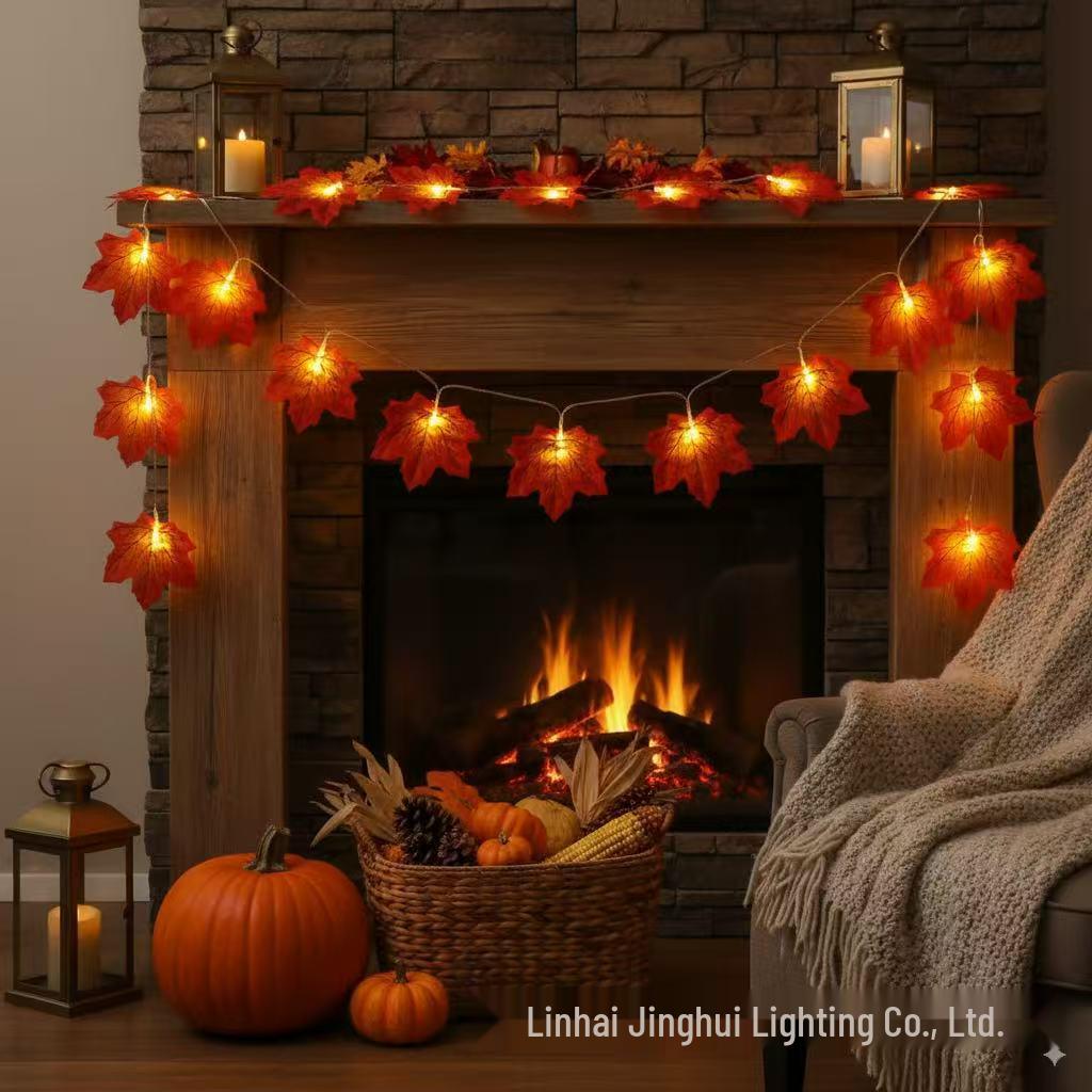LED Maple Leaf & Rose Flower Decorative String Lights for Holiday Bedrooms