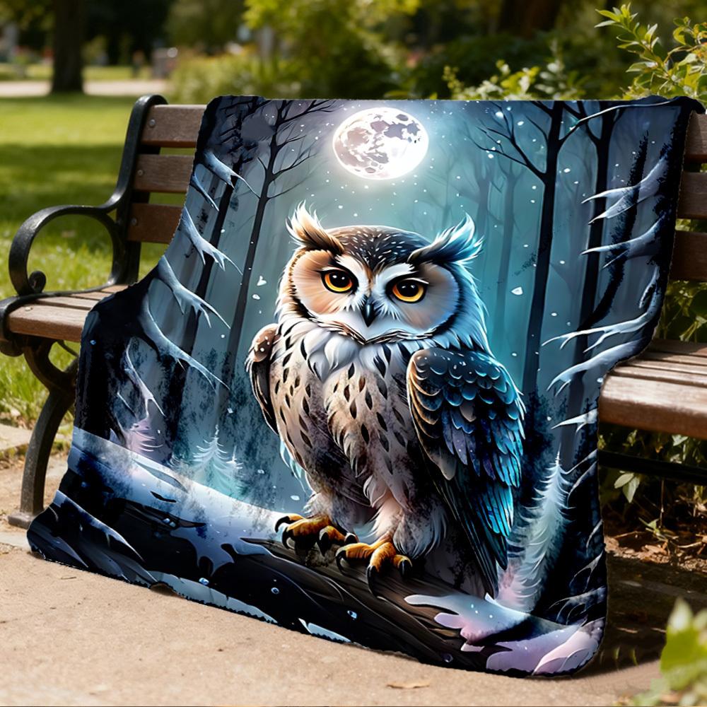 1 Stück Winterwald Eulenmotiv Outdoor-Decke, Leichtes Polyester,
