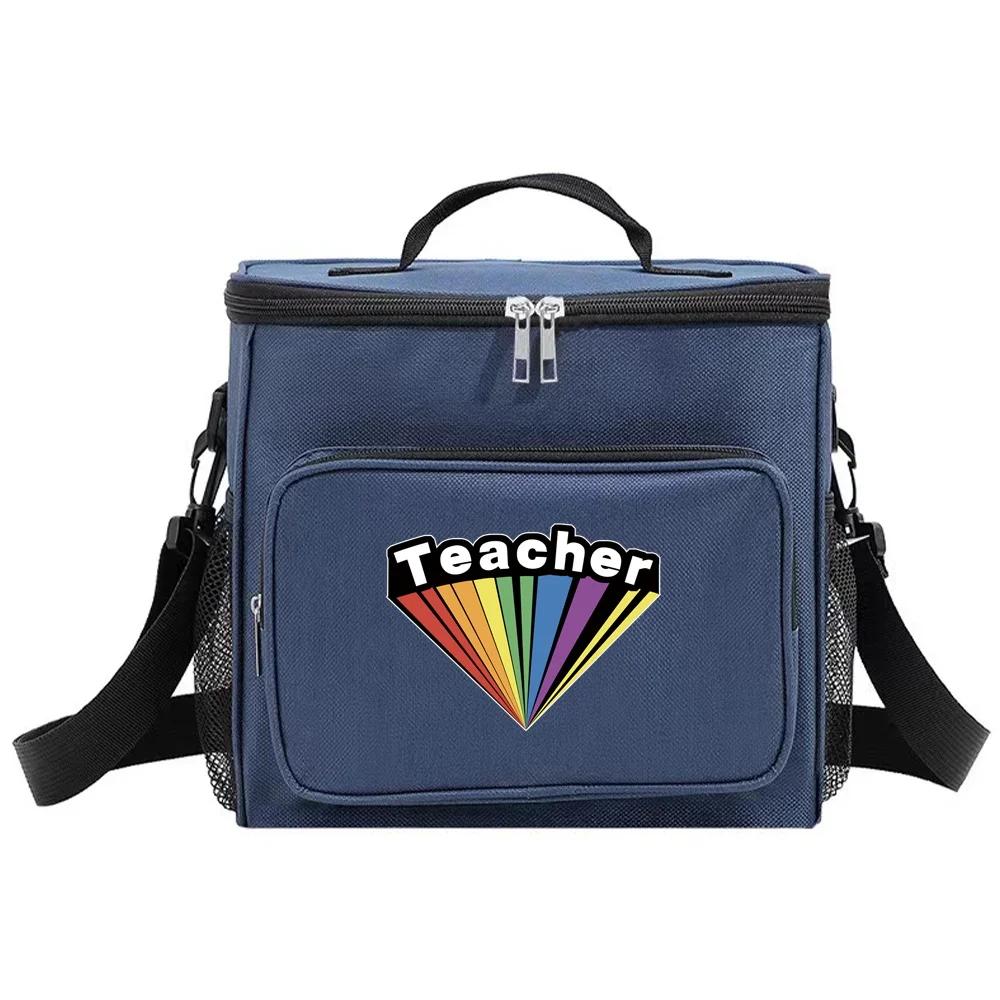 Insulated Bags Portable Shoulder Lunch Bag Waterproof Cooler Box Thermal Organizer Handbag for Men and Women Teacher Pattern