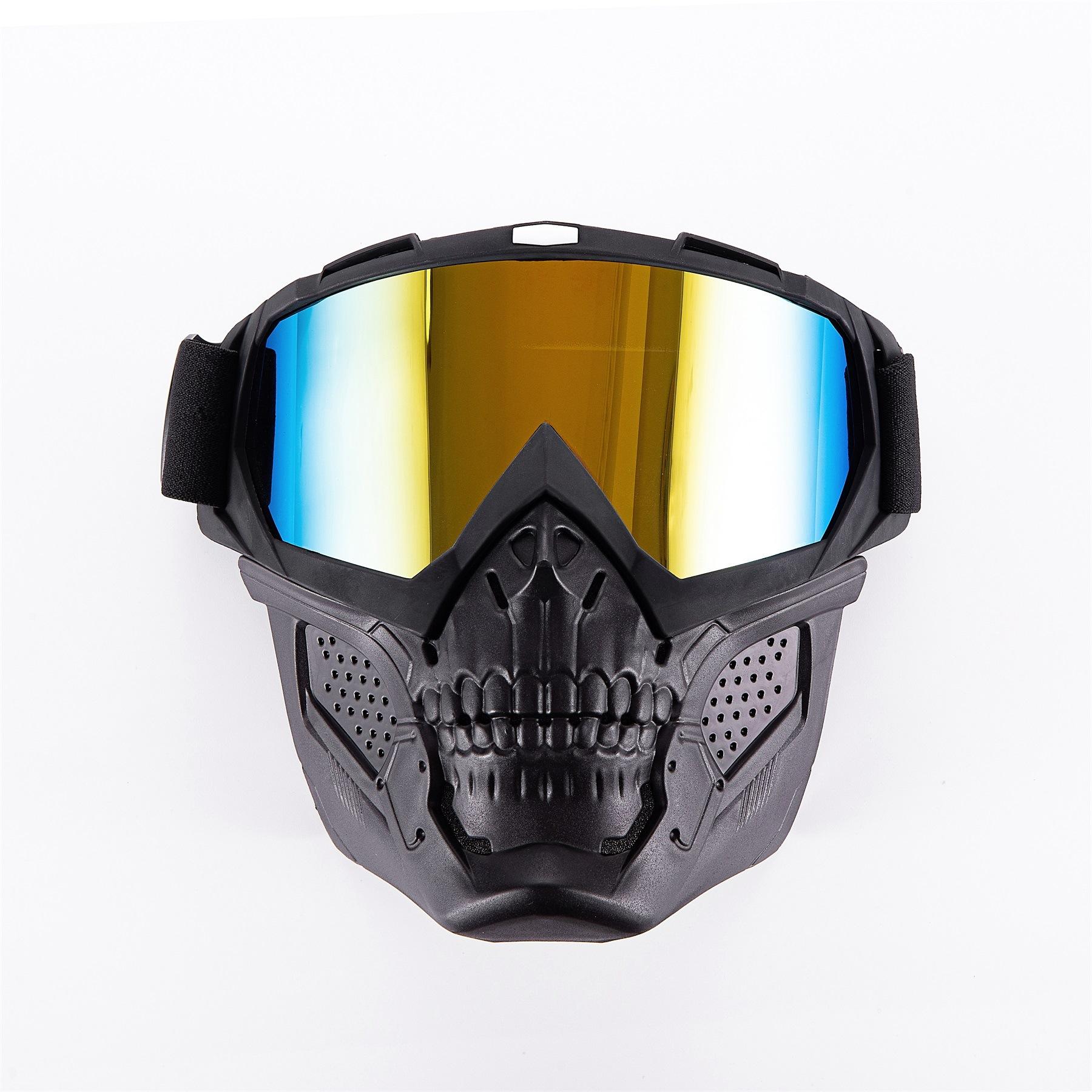 

CS Tactical Skull Face Mask Motorcycle Off-Road Windproof Helmet Goggles Riding Glasses Colorful Yellow Film