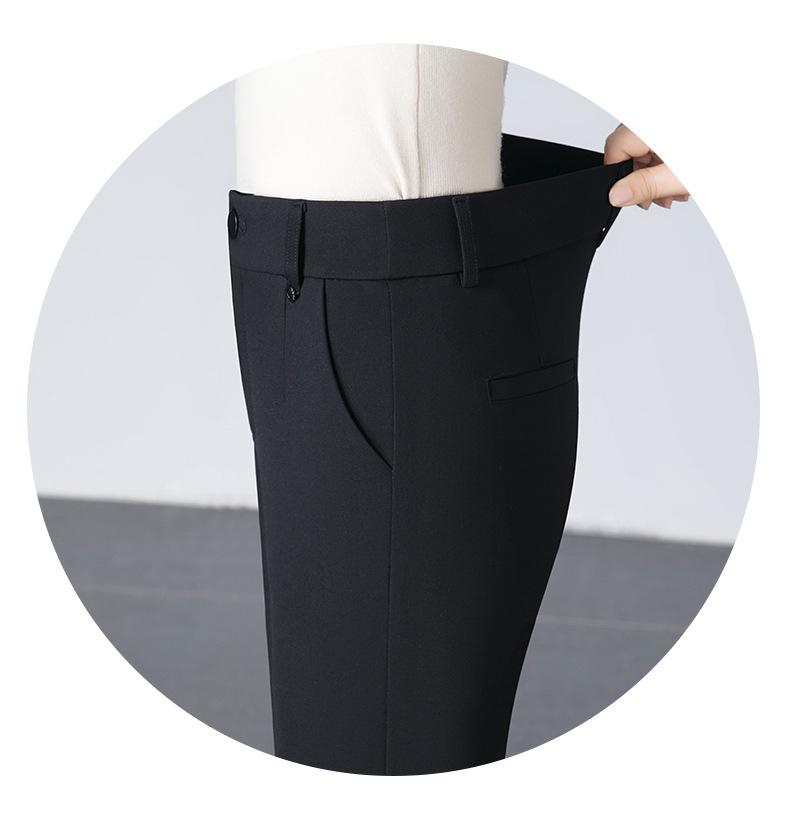 Women's High-Waisted Stretch Baguette Pants: Cotton-Blend Straight-Leg Cigarette Pants, Spring 2025 Casual Wear for Middle-Aged Moms.