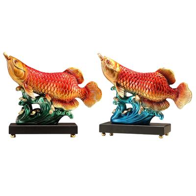 Arowana Fish Statue Prosperity Sculpture Collection Decorative Figurine Tabletop Ornament for Desk Cabinet Home Decoration