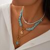 Beach Vacation Starfish Baroque Gravel Necklace, Sweet Ocean Wind Conch Beaded Necklace Women