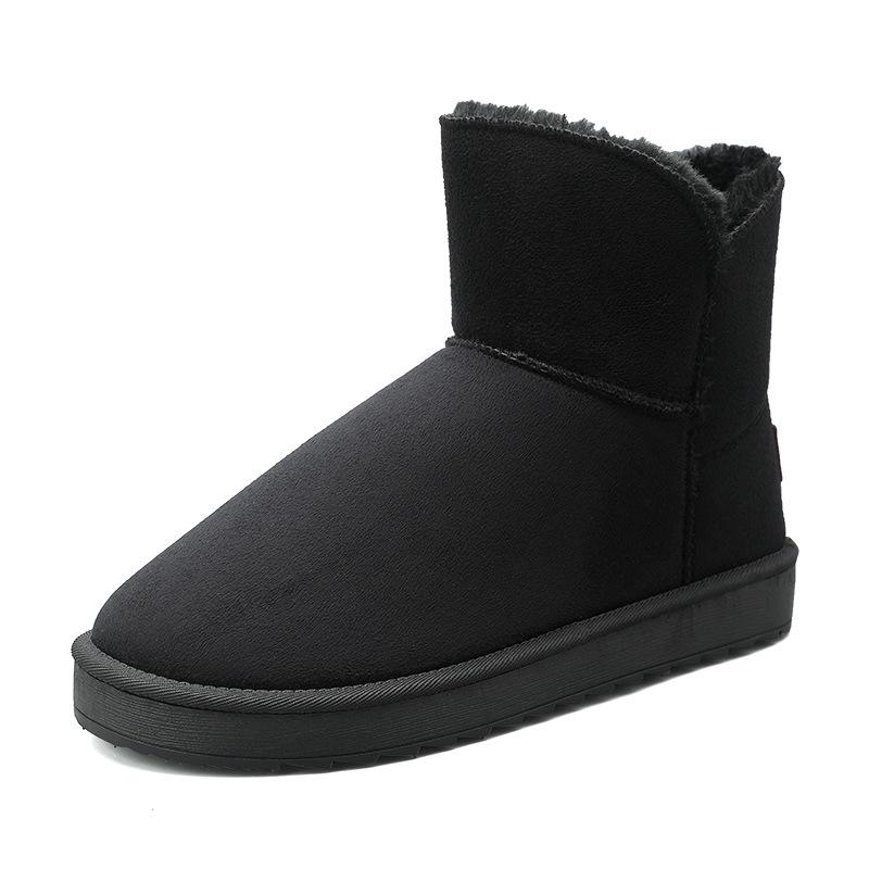 

Зимние детские сноубутсы однотонные повседневные замшевые прошитые хлопковые ботинки парный стиль домашние туфли-хлебушки на одной педали 28