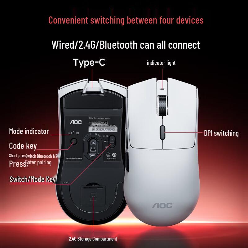 AOC GM230 Tri-Mode Wireless Gaming Mouse