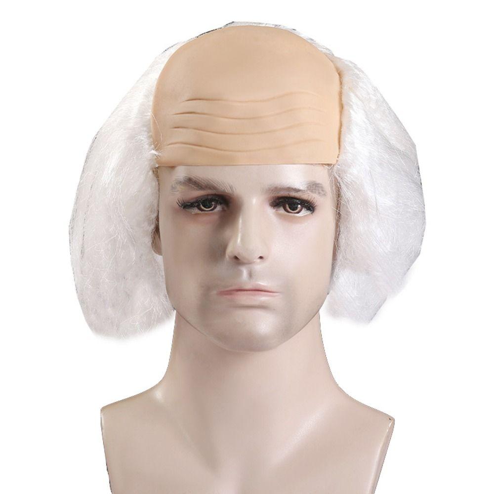 Props Funny Bald Wig Curly Halloween Balding Wig April Fool's Day Old Man Bald Wig  Masquerade Show