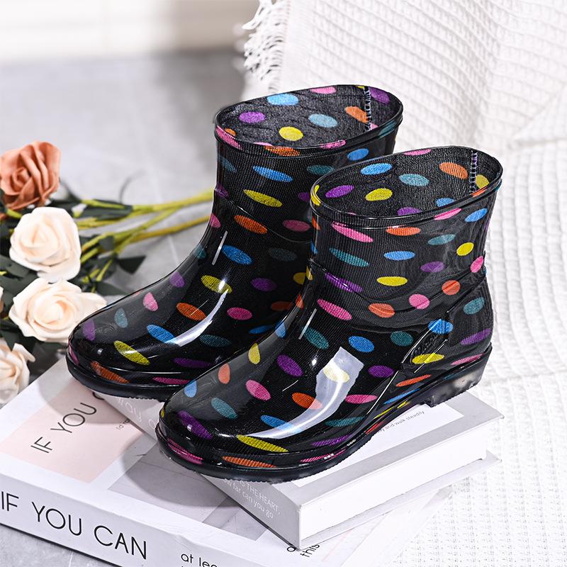 Damen Kurze Röhre Blumenmuster Gummistiefel - Wasserdicht, Rutschfest, Modisch, Niedrig geschnittene Gummischuhe für Küche & Draußen… Mehr
