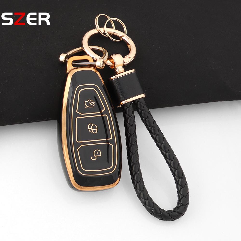 New Tpu Car Remote Key Cover Case Shell Fob For Ford Fiesta Focus 3 4 Mondeo Ecosport Kuga Focus C-Max St Escape Keychain Holder