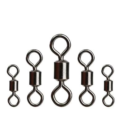 50PCS/Lot Fishing Swivel Sizes Solid Connector Ball Bearing Snap Fishing Swivels Rolling Stainless Steel Beads