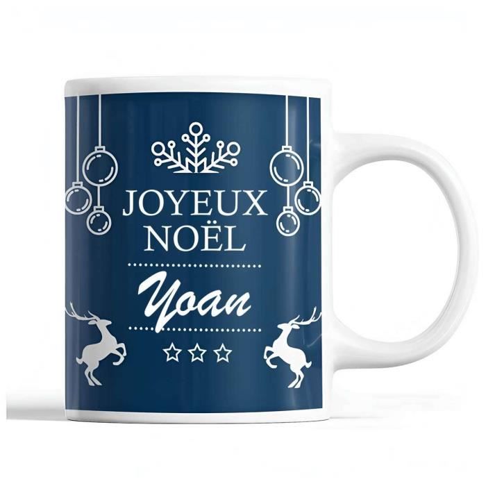 Mug - Yoan - Noël - Céramique - Imprimé - 325 ml - Bleu