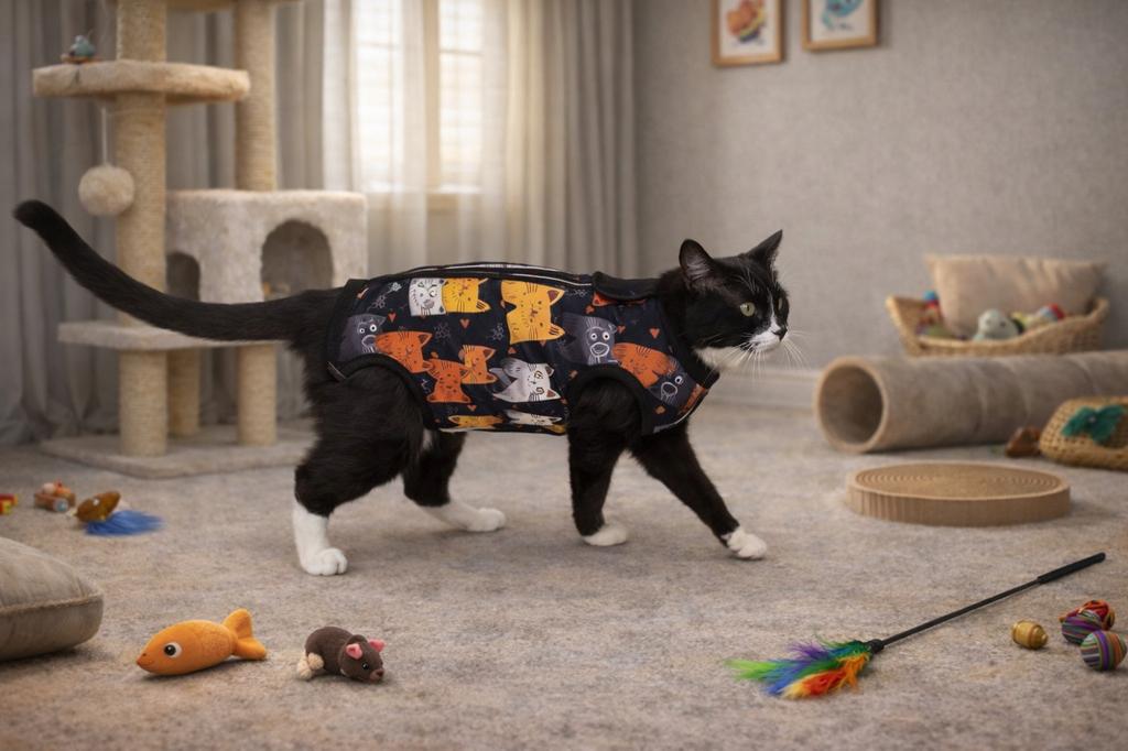Postoperative Clothing for Cat Size Dog Apron Comfortable Cotton Cat Pattern