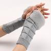 New Autumn and Winter Women's Knitted Half Finger Woolen Warm Sleeves with Triangular Fleece Cuffs