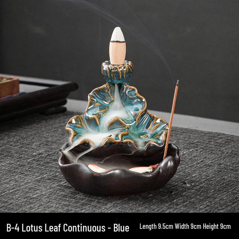 Double Fish Ceramic Backflow Incense Burner - Creative Home Decor Ornament