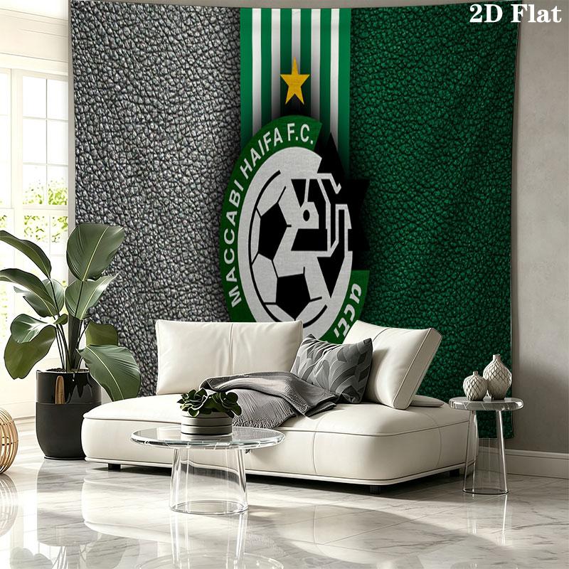 Maccabi Haifa Wall tapestry, aesthetic printed fabric blanket, suitable for bedroom, living room, and home decor.