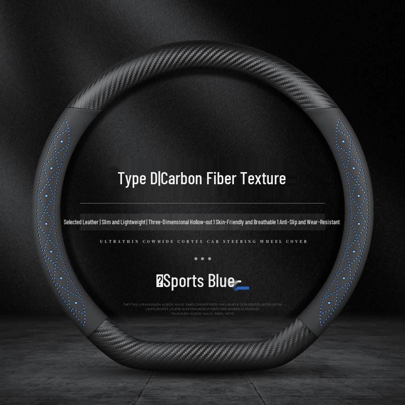 Universal Nappa Leather Steering Wheel Cover - Ultra-Thin, Anti-Slip, Breathable, Sweat-Absorbent for All Seasons