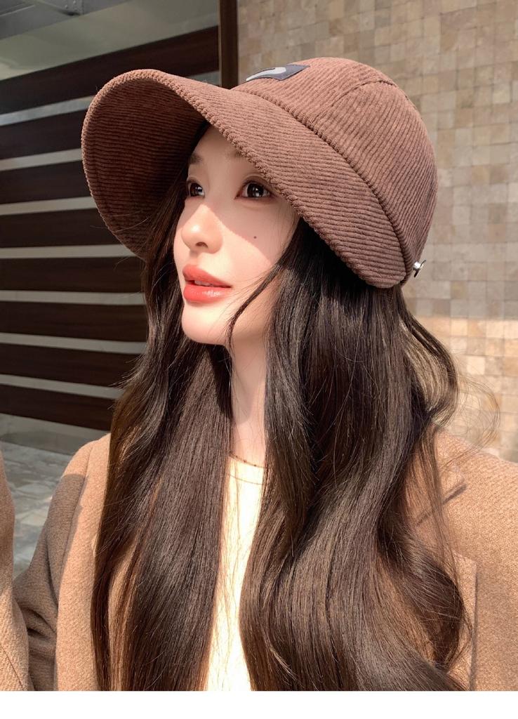 Corduroy peaked cap children autumn and winter simple warm versatile baseball cap anti-ultraviolet shade fisherman
