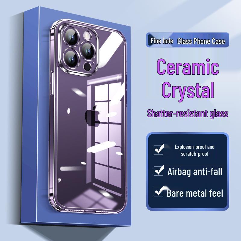 Transparent Glass Case for iPhone 17, 16 Pro Max, 15, 14 - Soft Edge, Drop-Proof Protective Cover